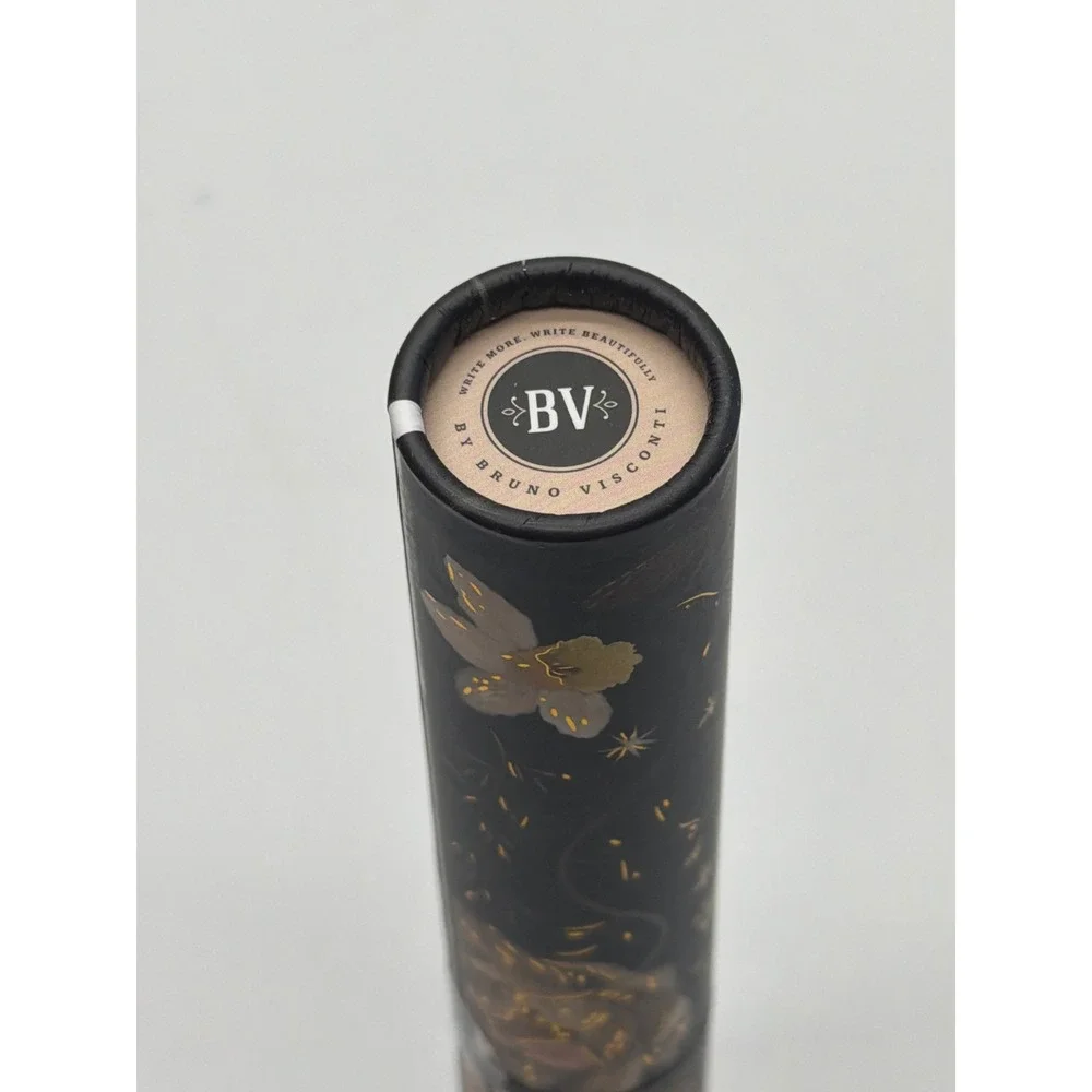 Bruno Visconti DreamWrite Ballpoint Pen 0.7mm Black Floral Gold Foil with Tube